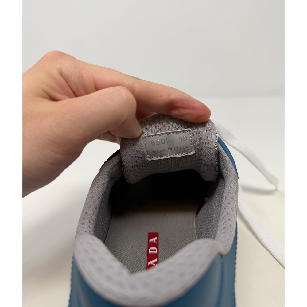 Prada Americas Cup Rubber Sneaker Lagoon Blue Size 8 US 7 Prada - Picture 10 of 13
